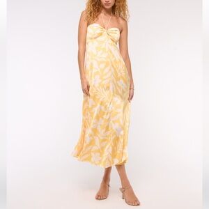 Abercrombie & Fitch Floral Yellow Halter Maxi Dress